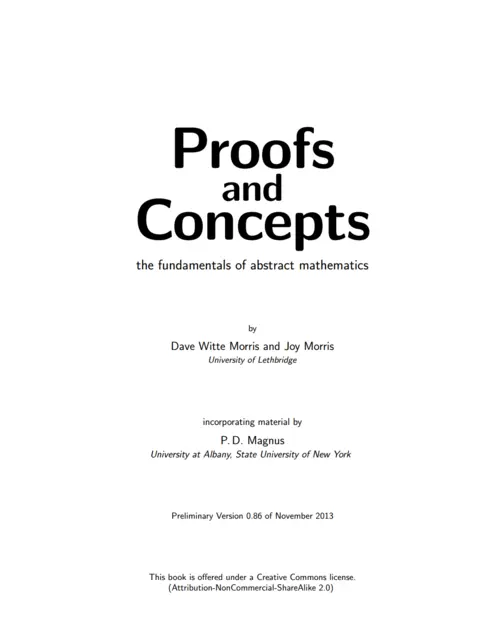 Read more about Proofs and Concepts: The Fundamentals of Abstract Mathematics