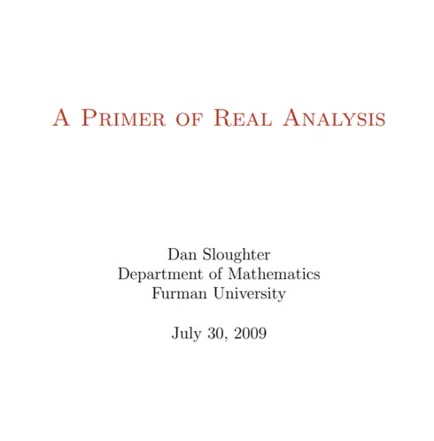 A Primer of Real Analysis cover image Read more about A Primer of Real Analysis