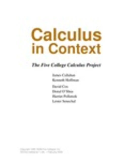 Calculus in Context - 2008 Edition cover image Read more about Calculus in Context - 2008 Edition