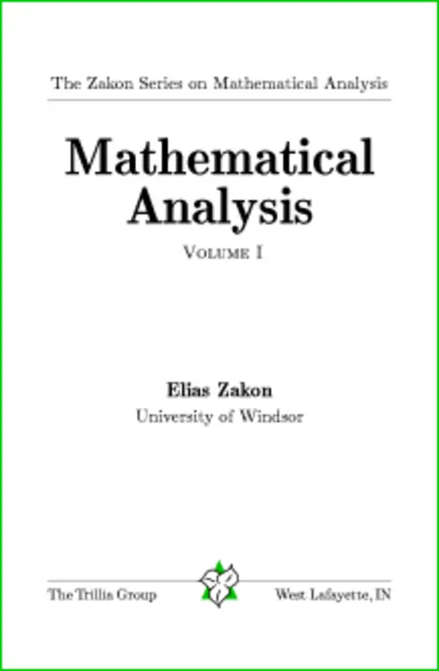 Mathematical Analysis I cover image Read more about Mathematical Analysis I